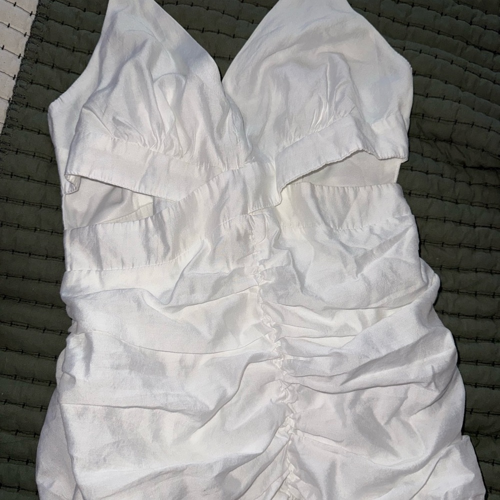 Elegant White Ruched Dress